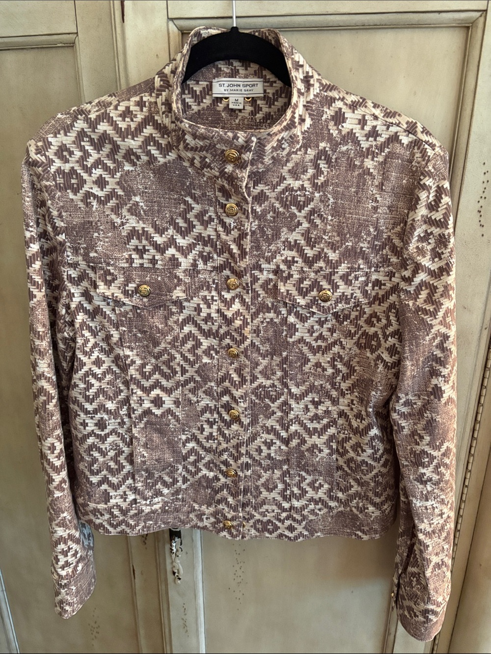 St. John Sport by Marie Gray Textured Mauve and Cream Jean Jacket